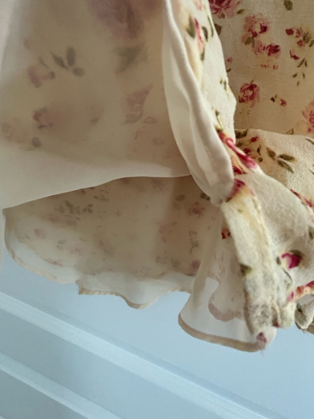 Anne Carson Silk Floral Blouse Yellow Pink Size L - Picture 10 of 13